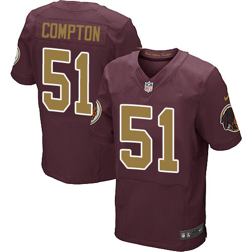 Men's Elite Will Compton Nike Jersey Burgundy Red Alternate - #51 80th Anniversary NFL Washington Redskins